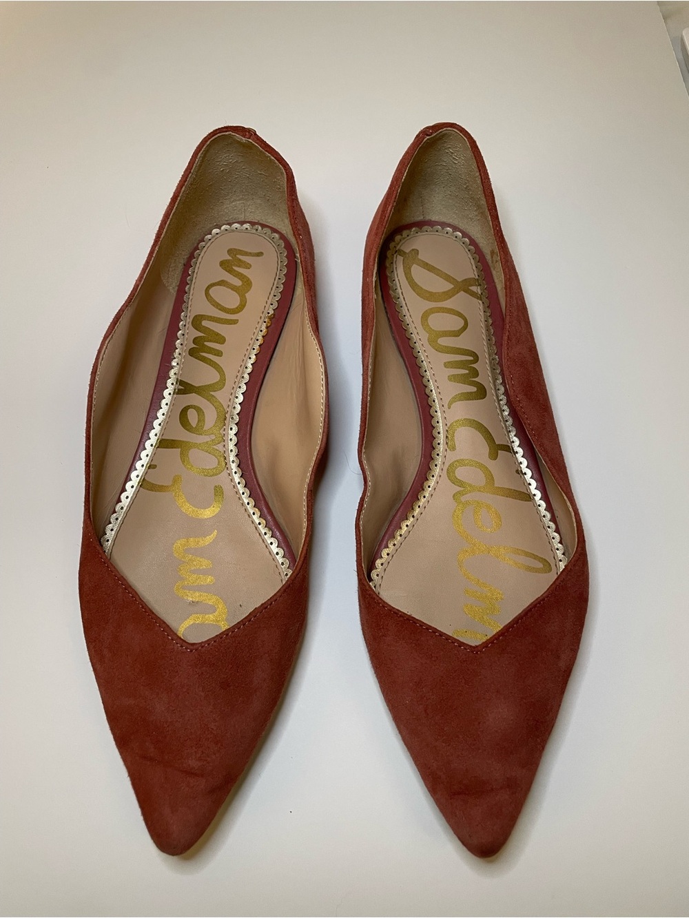 Sam Edelman Rust Suede Pointed D'Orsay Flats